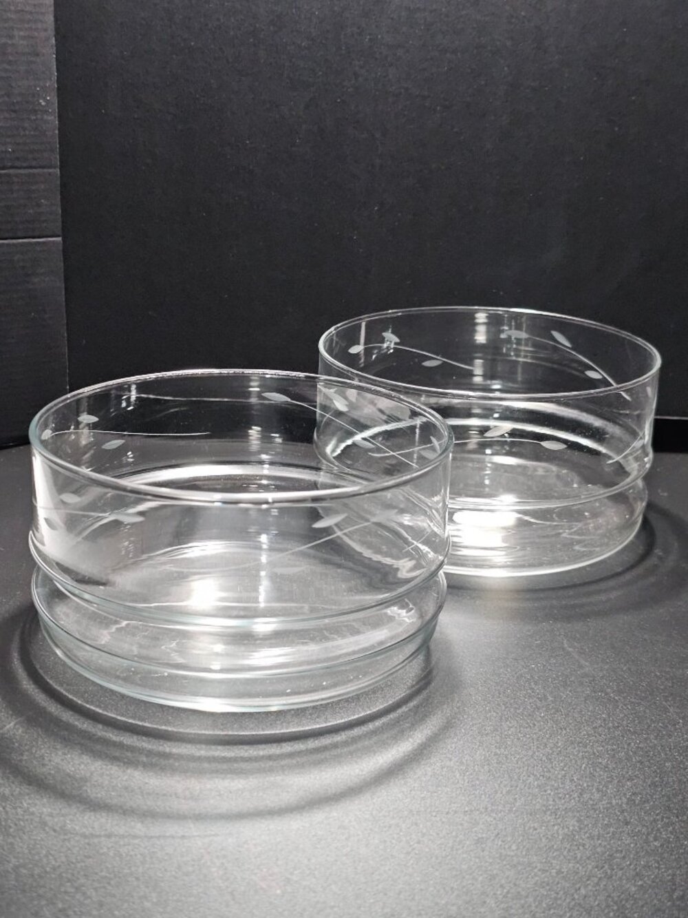 2 Vintage Princess House Crystal Casuals Bowls Set Salad Dessert dishes etched - Picture 1 of 7